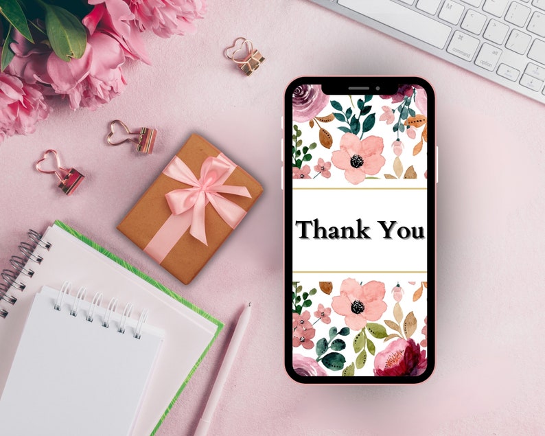 Digital Download Thank You Card, Flower Digital E-Card, Digital Thank You Card, Thank You E-Card, Flower Thank You Card, Instant Download zdjęcie 7