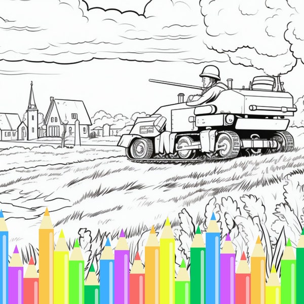 25 World War 2 Coloring Book, voor kinderen en volwassenen - Instant Download - Printbare PDF, D-Day , Market Garden and more