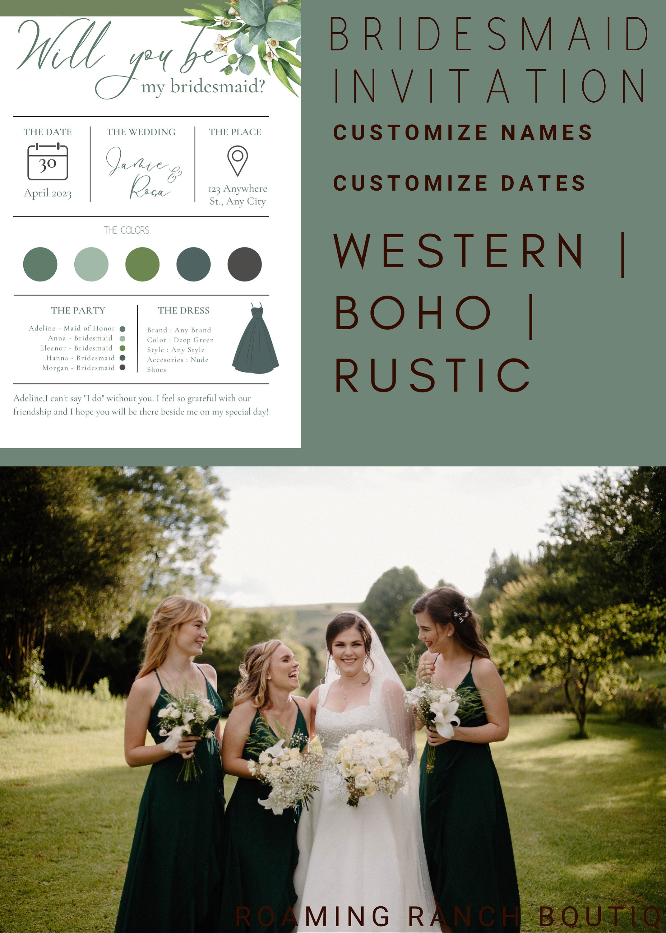Bridesmaids Invitation Digital Downloads Customize - Etsy