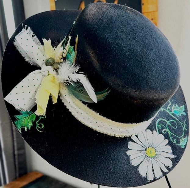 Embellished Black Felt Gigi Pip Hat Size S/m 59 - Etsy