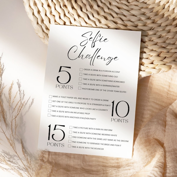 Selfie Challenge Hen Do Game | Printable Hen Party Games | Editable Bridal Shower Games | Bachelorette Games | Canva Templates