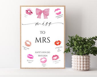 Noeud de ruban moderne Kiss the Miss Goodbye | Souvenir de poule à faire | Mademoiselle à Mme | Jeu Fête De Poule | Jeux d'enterrement de vie de jeune fille | Week-end poule | Activité de poule