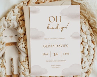 Oh Baby, invitations neutres modernes pour baby shower de <br> Vous avez des idées ? Fête révélatrice du genre | Invitation baby shower | Invitations personnalisées