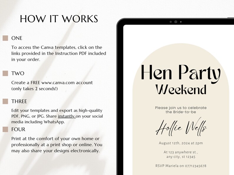 Modern Hen Do Games Printable Hen Party Games Editable Bridal Shower ...