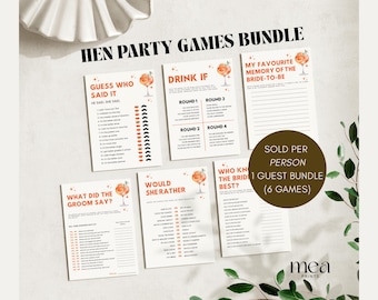 Jeux de poule Aperol Spritz |  Jeux de poule | Jeux de douche nuptiale | Jeux d'enterrement de vie de jeune fille | Mr et Mme Quiz | Lot de 6 jeux d'enterrement de vie de jeune fille