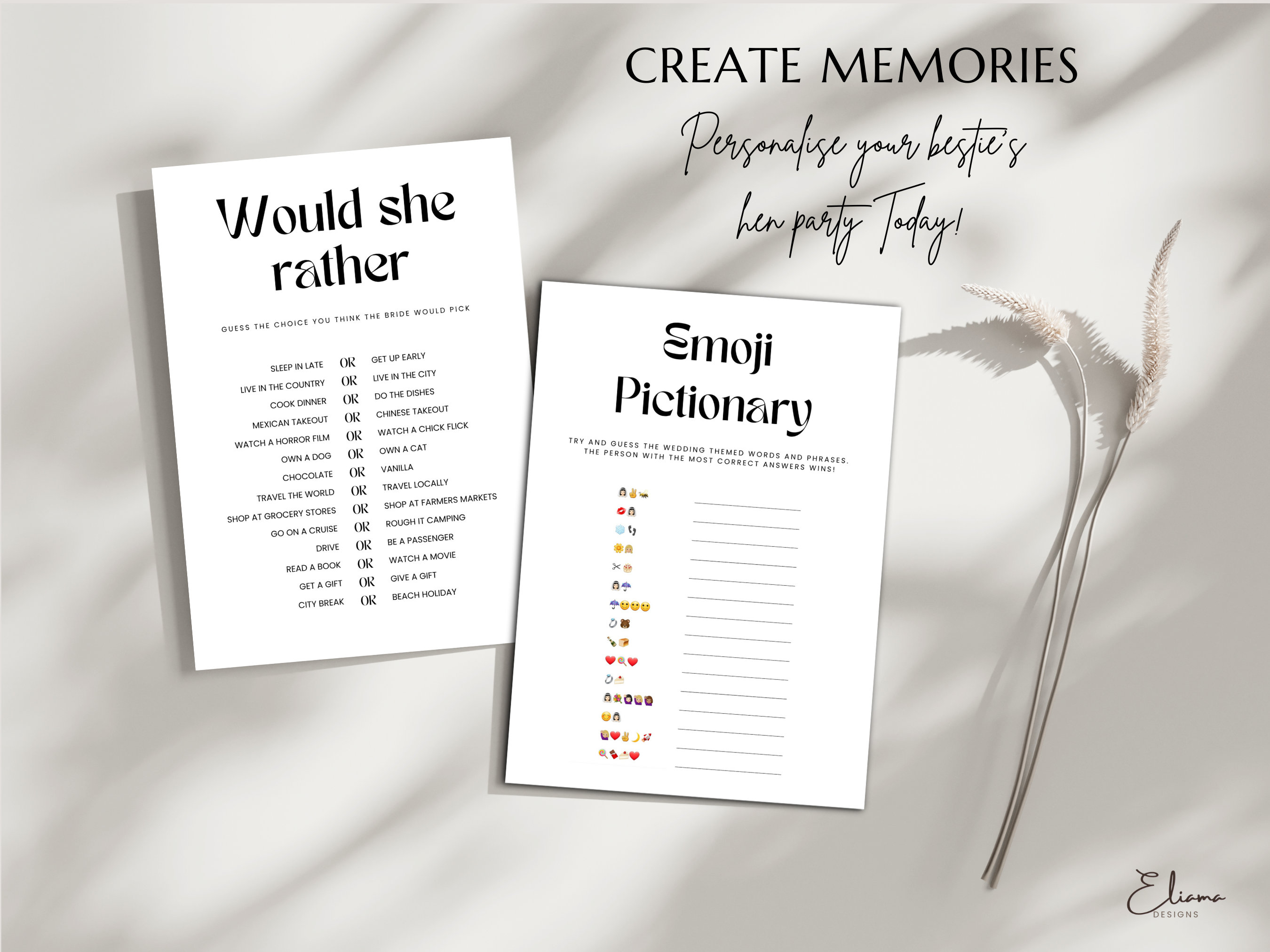 Modern Hen Do Games Printable Hen Party Games Editable Bridal Shower