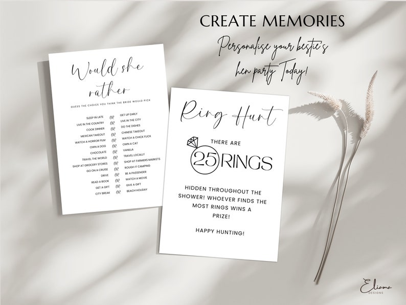 Minimalist Hen Do Games Printable Hen Party Games Editable Bridal