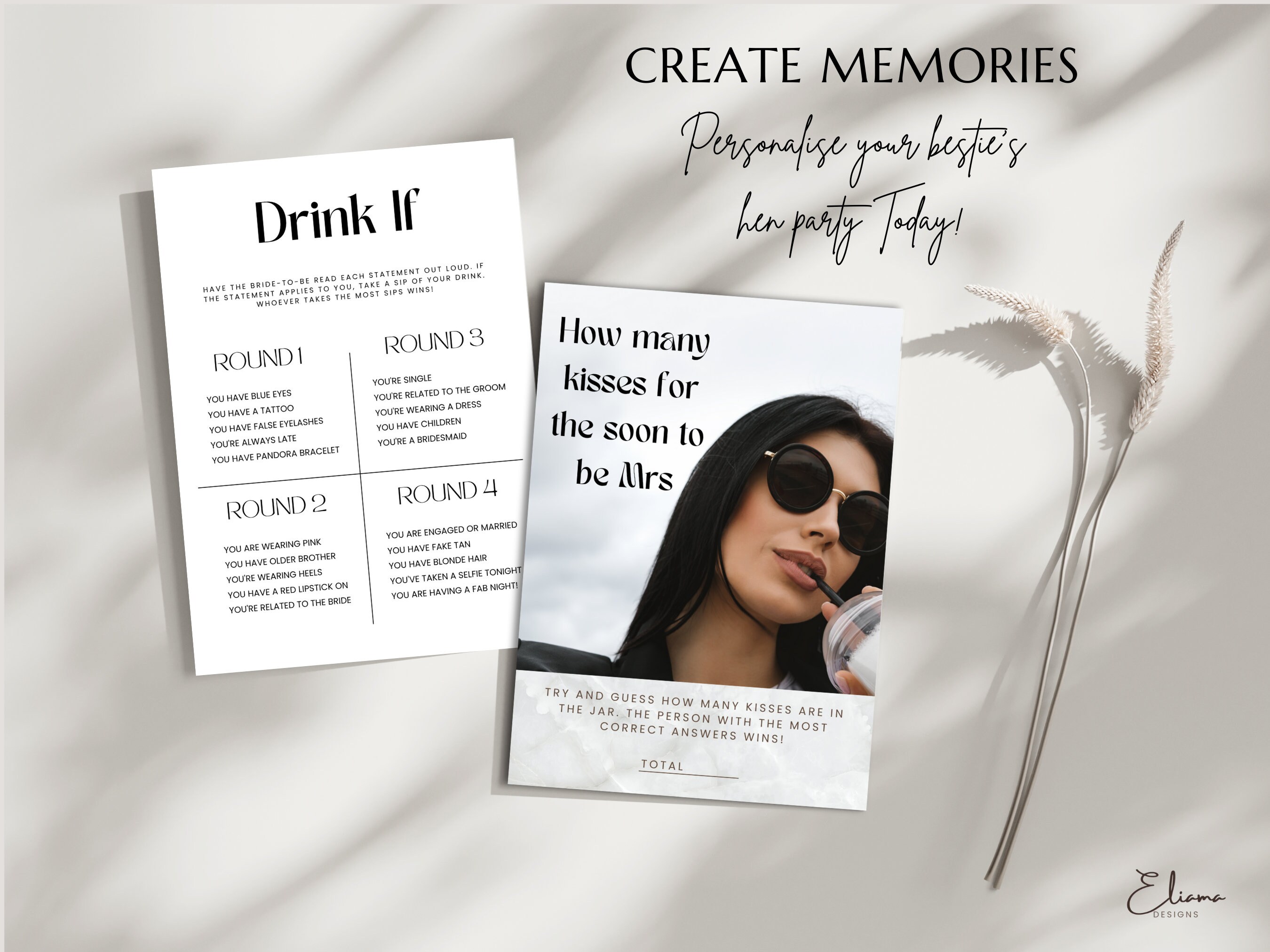 Modern Hen Do Games Printable Hen Party Games Editable Bridal Shower ...