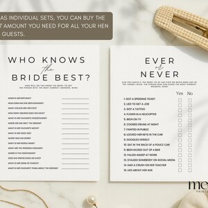 Minimalist Design Hen Do Games Bundle | 6 Printed Hen Party Games (Per Person) image 3