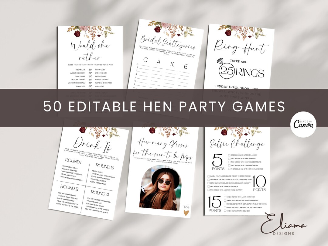 Hen Party Games Printable Hen Do Games Download Bachelorette - Etsy