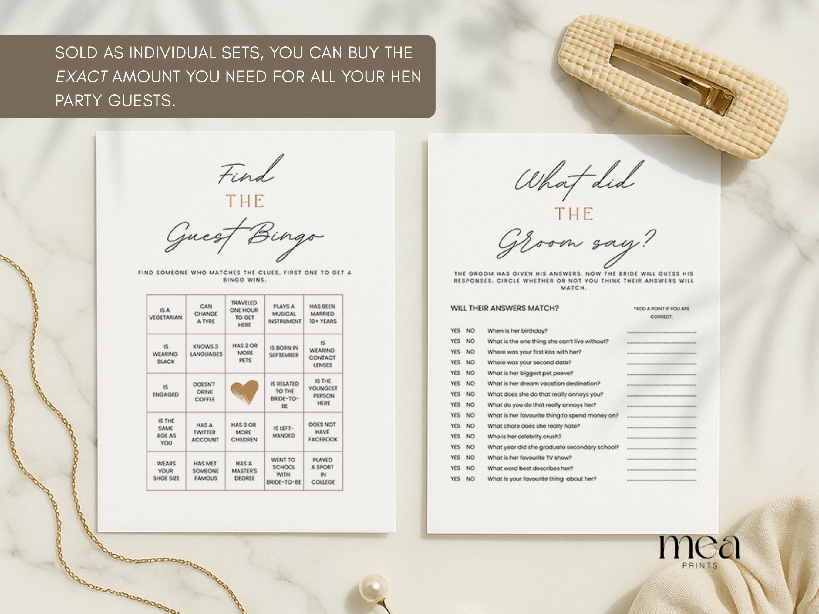 Hen Party Games Kaarten - 50 stuks Hen Do Games Classy voor Hen Night