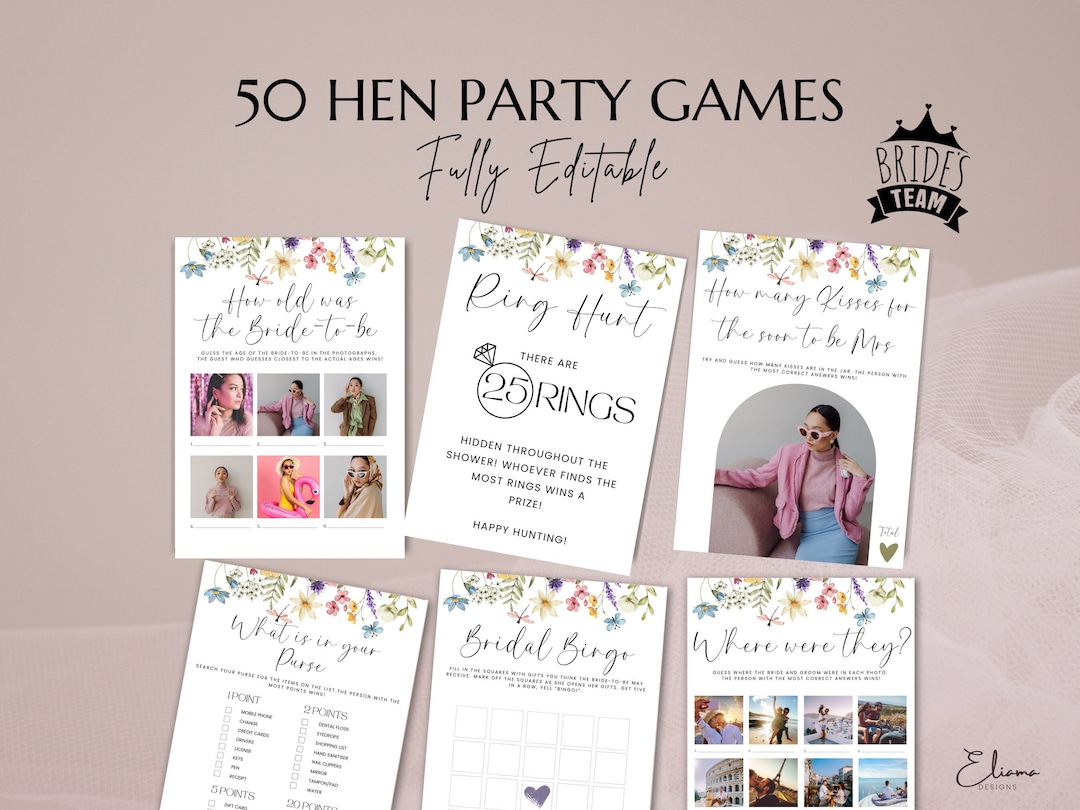 Hen Party Games Printable Hen Do Games Download Bachelorette Etsy