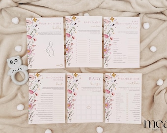 Pack de jeux floraux pour baby shower – 6 activités amusantes pour baby shower – Jeux floraux pour baby shower pour filles – Idées roses pour baby shower – Set de fête au Royaume-Uni