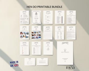 Minimalist Hen Do Games | Printable Hen Party Games | Editable Bridal Shower Games | Bachelorette Games | Mr and Mrs Quiz | Canva Templates