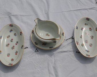 Salsera y dos platos ovalados de Limoges