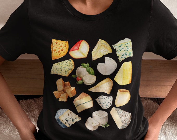 Cheese Lover Shirt | Cheese Print Tee | Foodie Gift | Cheese Apparel | Cheese Lover Gift | Watercolor