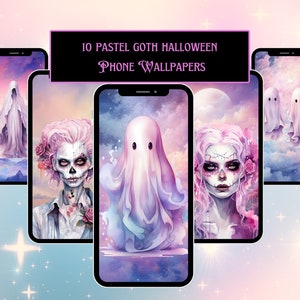 Pastel Goth Halloween Phone Wallpaper | Dark and Cute Phone Background | Halloween Aesthetic | Halloween Wallpaper
