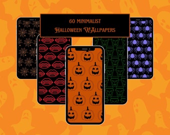 60 fondos de pantalla minimalistas de Halloween para teléfono: Paquete de pantalla de bloqueo espeluznante (descarga digital)