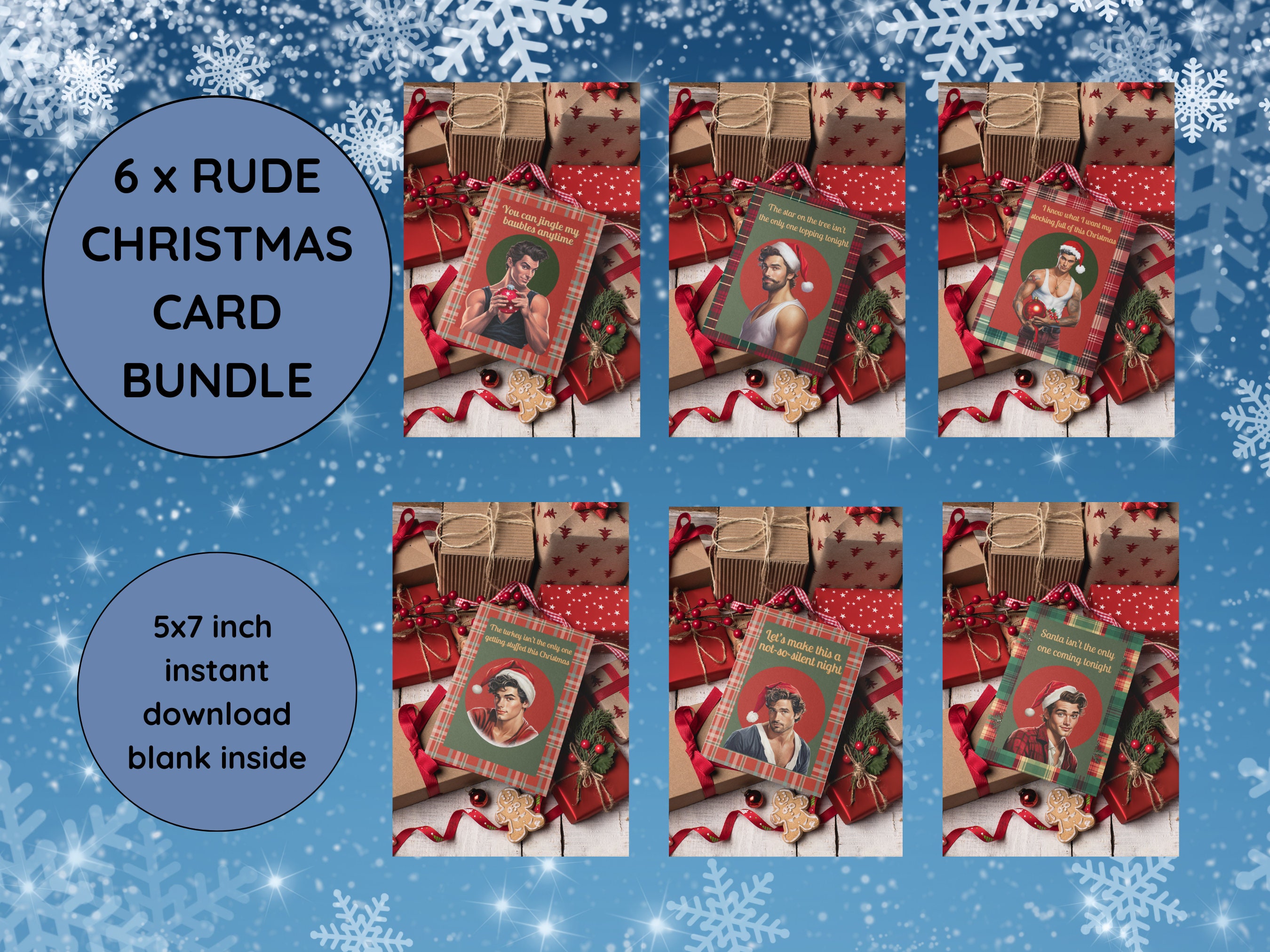 Printable Rude Box Printable Rude Christmas Card Bundle | Adult Holiday Humor (PDF Digital ...