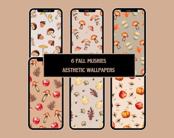 Fall Mushroom Phone Wallpaper: Autumn Nature Background (Digital Download)