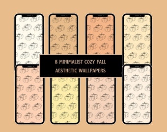 Minimalist Pumpkin Phone Wallpaper: 8 Cozy Fall Backgrounds (Digital Download)