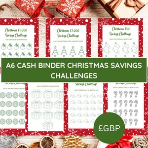 A6 Christmas Savings Challenges | A6 Cash Binder | Holiday Budget Planner | Christmas Cash Binder | Festive Savings Tracker