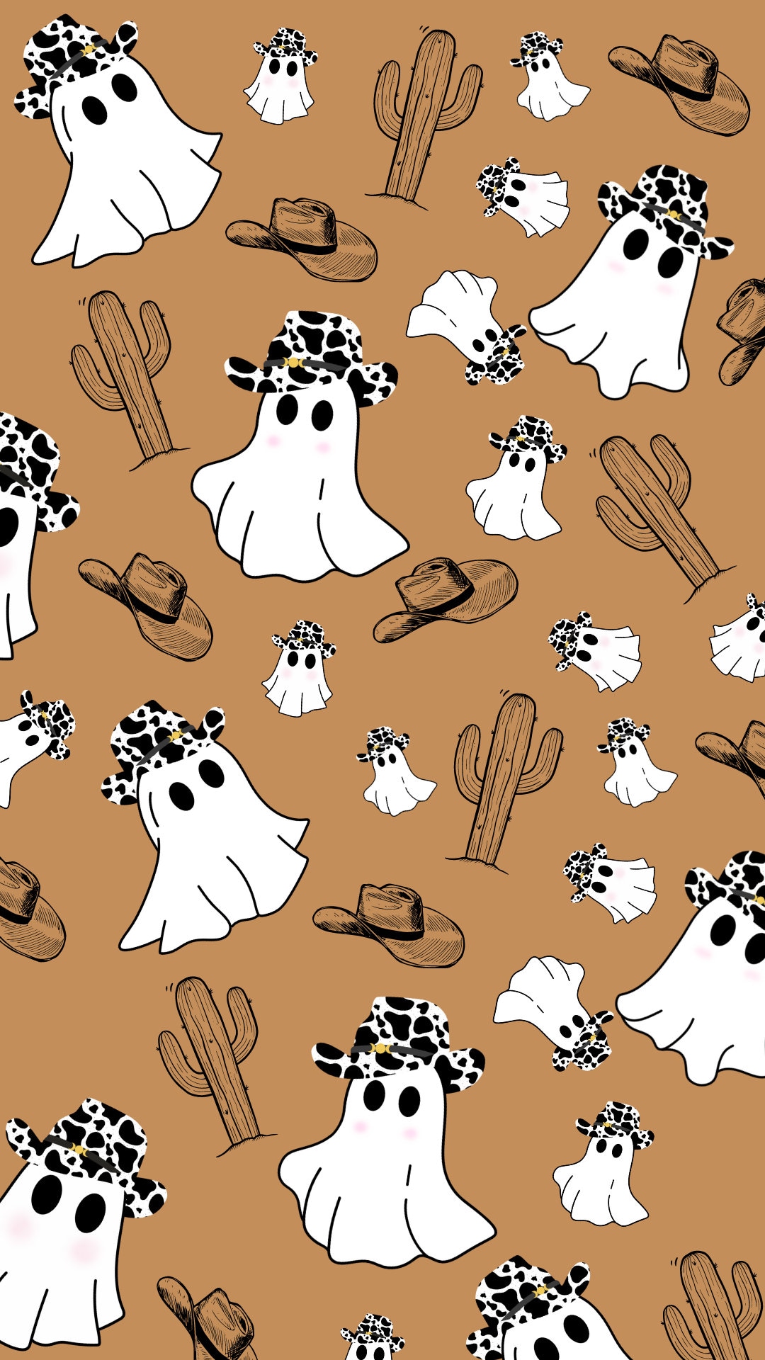 Retro Cowboy Ghost Halloween Wallpaper Western Spooky Phone Background