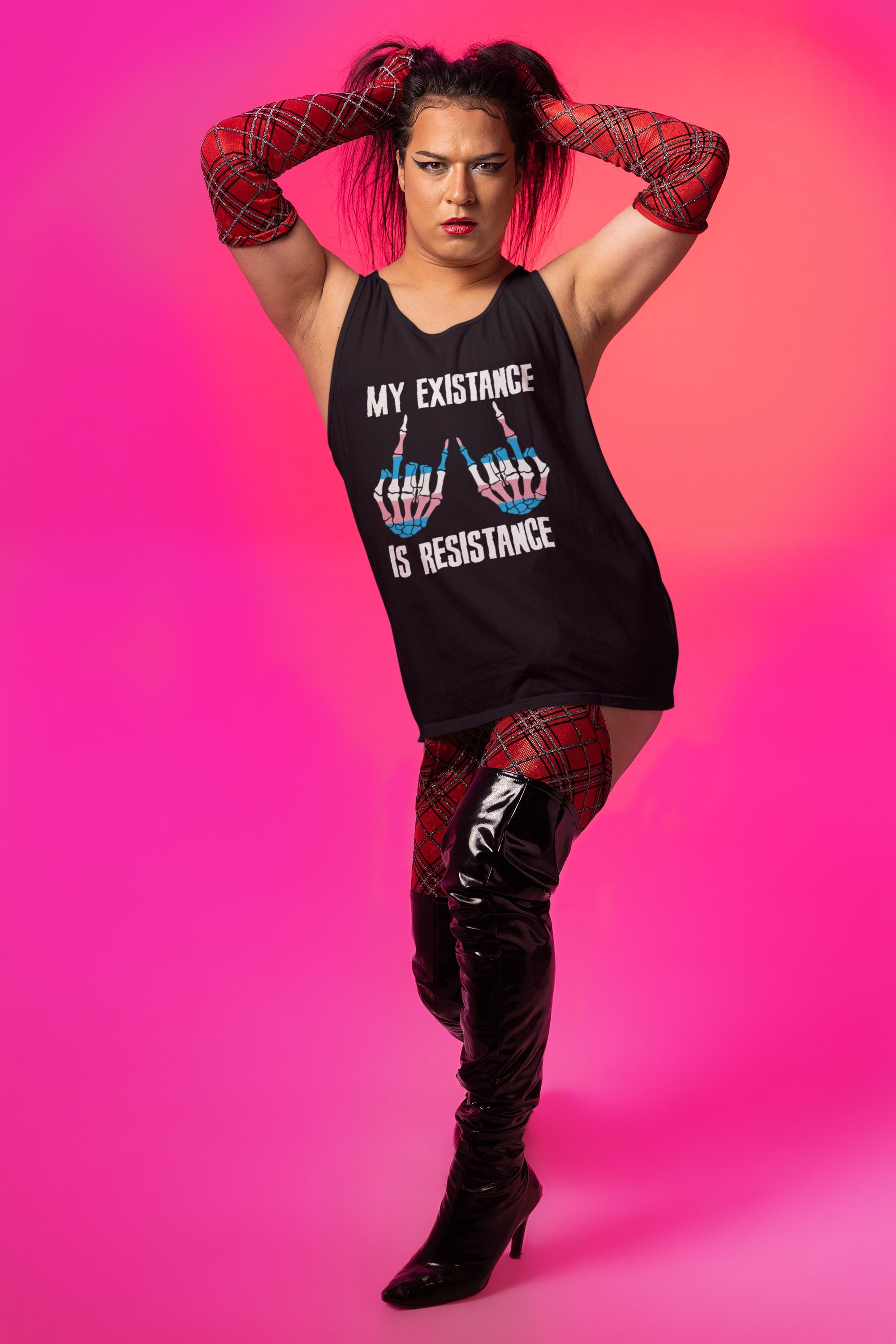Trans Pride Tank Top: My Existence Is Resistance - Trans Rights Clothing