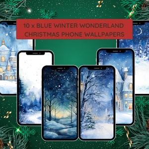 Christmas Winter Wonderland Phone Wallpaper | Blue Christmas Background | Christmas Phone Background | Digital Download