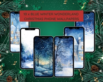Blue Winter Wonderland Phone Wallpaper (Digital Download)