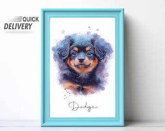 カスタム水彩ペット肖像画 - 写真からの犬の肖像画、水彩犬の絵、ペットの絵、犬やペット愛好家のための水彩アート