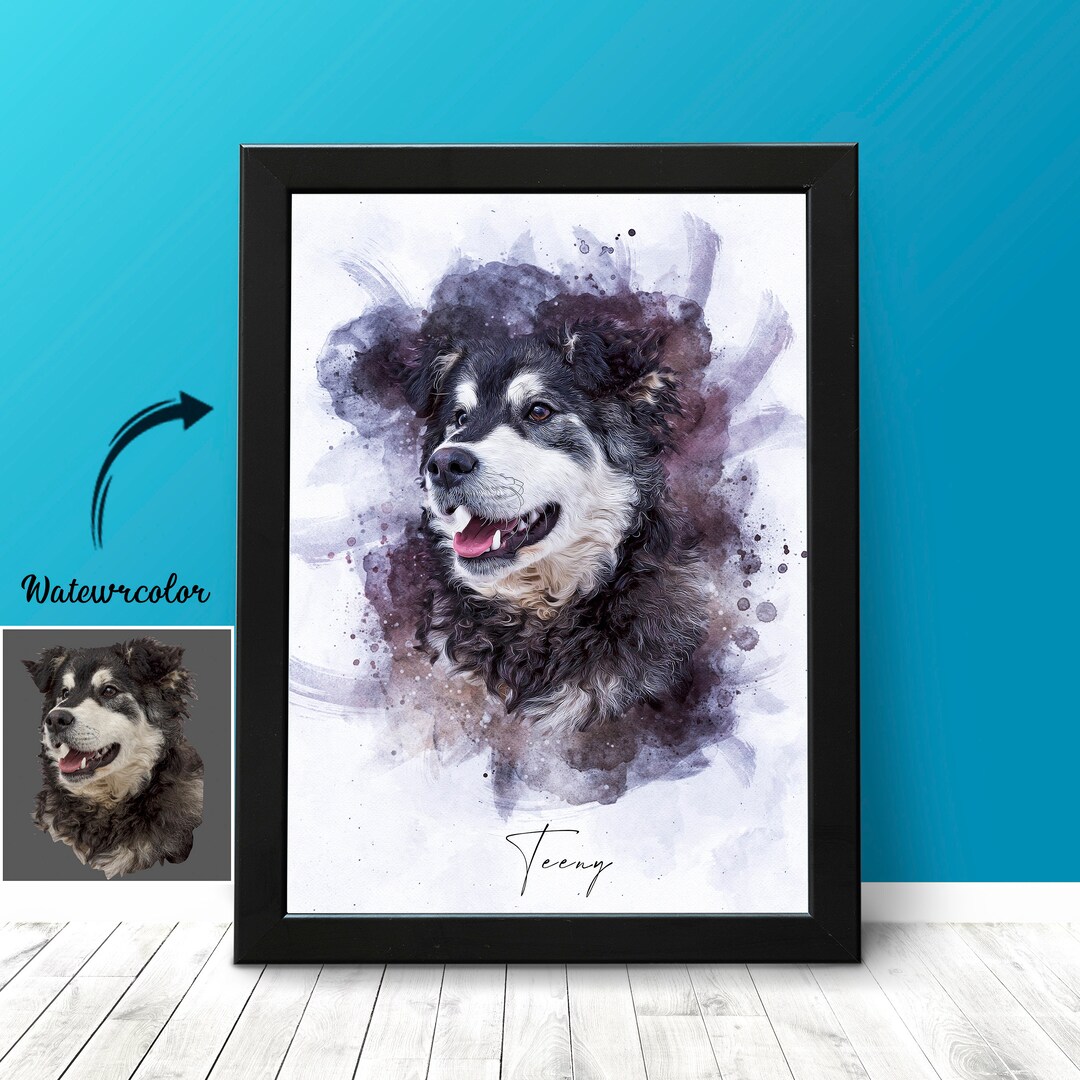 Personalized Dog Portrait | Watercolor Pet Portrait From Photo | Pet ...