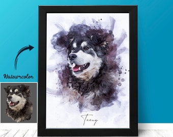 Personalized dog portrait | watercolor pet Portrait from photo | Pet memorial art | dog memorial gifts for pet loss | Fathers day gift