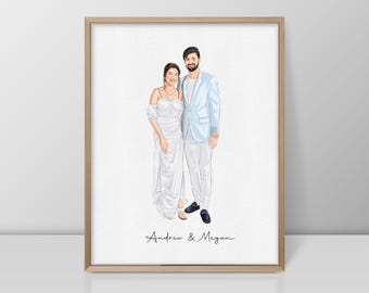Custom watercolour couple Portrait, Anniversary Wedding Keepsake, painting from photo, Christmas/Valentine Gift, Birthday Gift for her