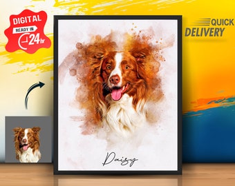 Custom watercolor pet portrait from photo | personalized gifts for her | Dog remembrance gift | pet memorial gifts | Dog Painting Portrait