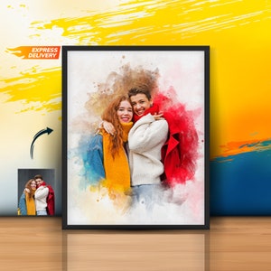 Custom Couple Portrait | Watercolor painting from Photo | 1st Anniversary Gift | Miscarriage gift | Loved one Portrait | Wedding Gift