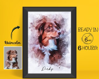 Custom Pet Portrait from Photo | Personalized Dog Portrait Cat Portrait | gifts for dog lovers | pet loss and memorial gifts Christmas gift