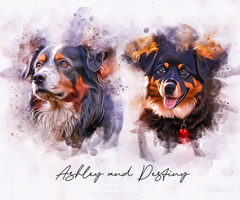 Custom Watercolor Pet Portrait From Photo, Personalized Dog Cat ...