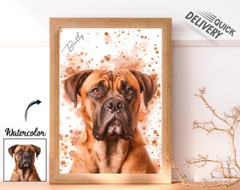 Custom Watercolor Pet Portrait From Photo | Personalized Dog Portrait | Pet Memorial Mother's day gift | Pet Sympathy Gift for dog lover