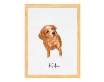 Custom pet portrait art from photo | Personalised pet painting wall art | hand drawn dog portrait | Pet Memorial Art | Christmas gift