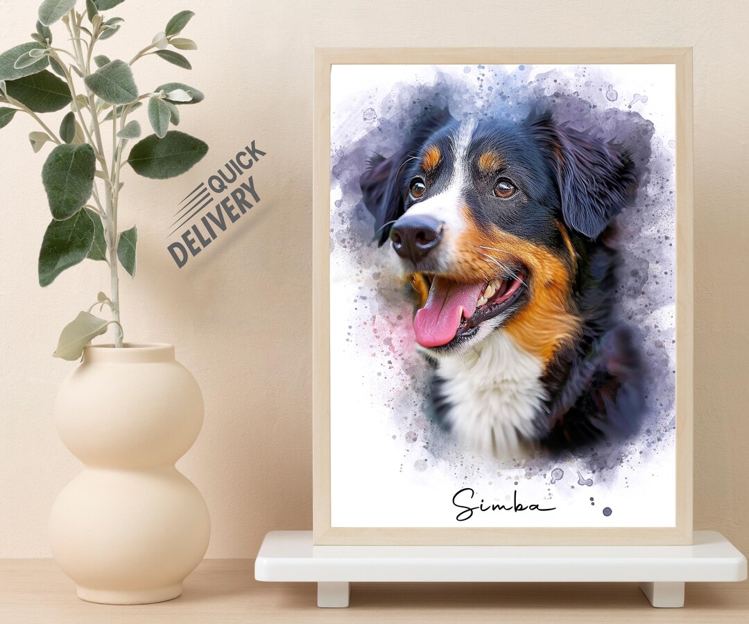 Custom Watercolor Portraits From Pet Photo Personalized Digital Dog ...