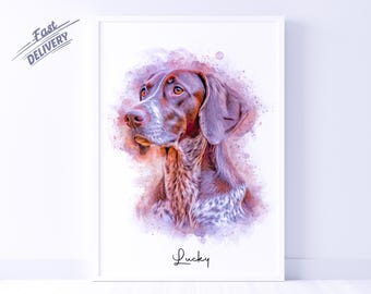 Watercolor Pet Portrait From Photo | Personalized Gift For Her | Dog Portrait drawing from photo | Pet painting | Pet Memorial gift