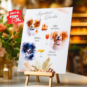 Signature Drinks Sign, Pet Signature Drink Sign, Cocktail Bar pet Sign, Wedding Bar Sign Dog, Pet/Dog Bar Sign, dog signature drinks