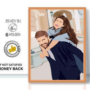 Faceless portrait, Couple Portrait, Birthday Gift, Boyfriend gift, Gift for him, Drawing from photo, Engagement portrait, Anniversary Gift