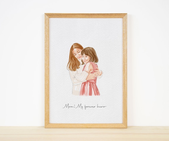 Custom watercolor Painting | Personalized Portrait from photo | Christmas gift from Daughter | Family Portrait | First Mother gift for her