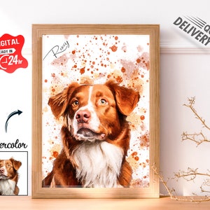 Custom watercolor Pet Portraits From Photo Personalized gift Dog Portraits pet memorial gift for girlfriend/Dog mom Christmas Gift