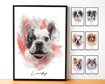 Custom Watercolor Pet Portrait | Personalized Drawing from photo| Pet memorial Gift | Dog Portrait remembrance gift for her | Pet loss gift