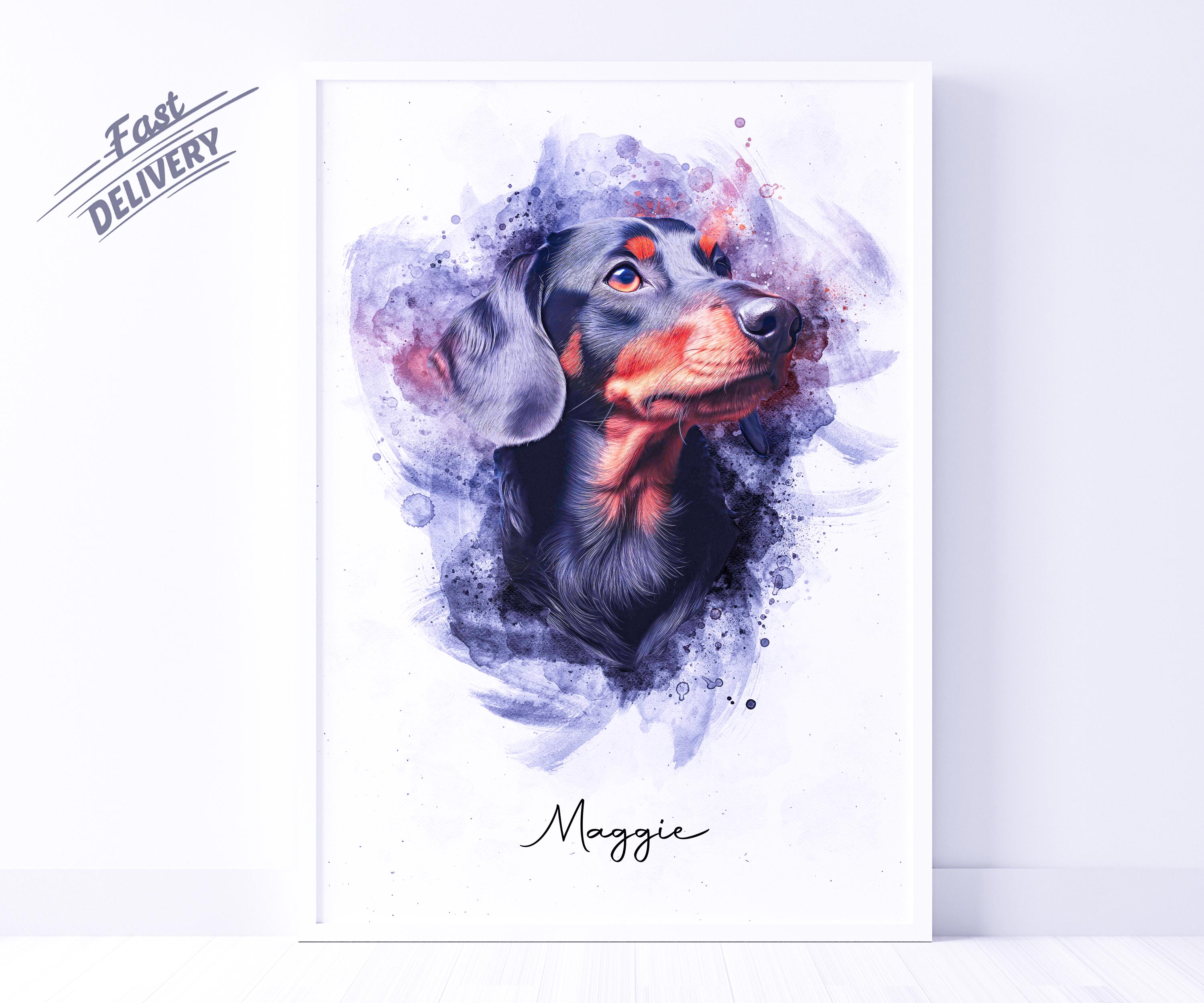 Custom Watercolor Pet Portrait From Photo, Personalized Dog Cat ...