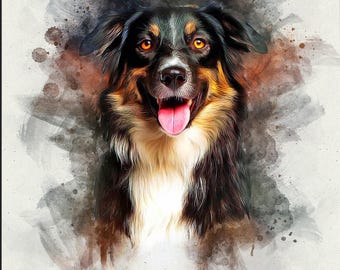 Custom Watercolor Pet Portrait From Photo, Personalized Dog Cat Portrait  painting from photo, Pet Memorial Art, Pet sympathy Gift for her