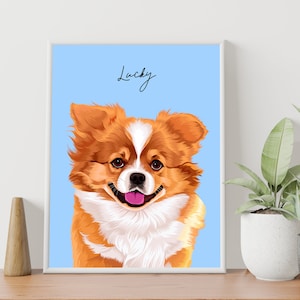 Custom Cartoon pet portrait from photo, Personalized gift for her, Pet memorial, Pet Sympathy Gift for Pet owner, Dog Lover Cat Lover Gift
